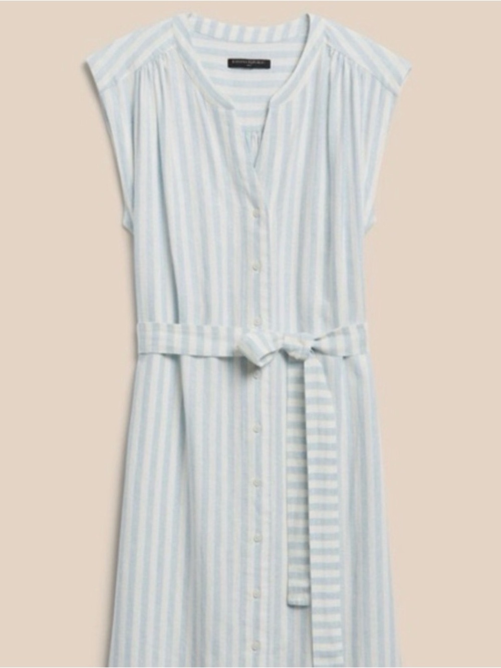 Banana Republic Women’s Shirt Dress Linen Blend Light Blue White Striped Size M